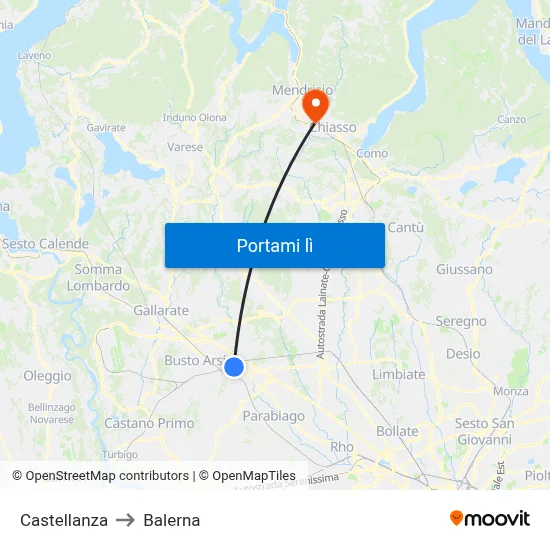 Castellanza to Balerna map