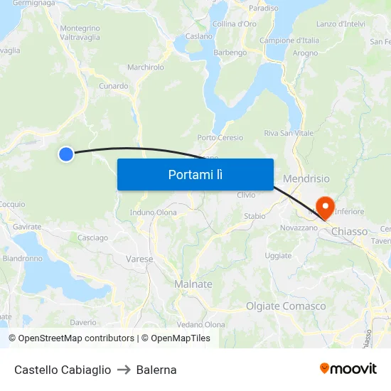 Castello Cabiaglio to Balerna map