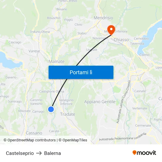 Castelseprio to Balerna map