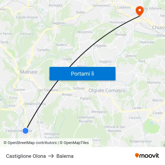 Castiglione Olona to Balerna map