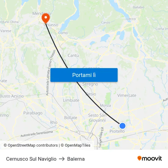 Cernusco Sul Naviglio to Balerna map