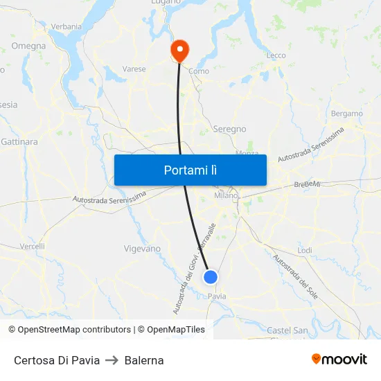 Certosa Di Pavia to Balerna map
