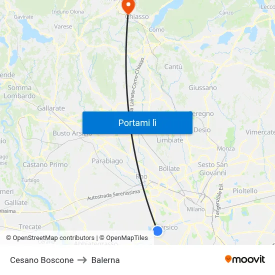 Cesano Boscone to Balerna map