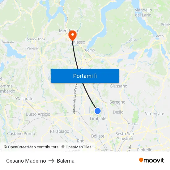 Cesano Maderno to Balerna map