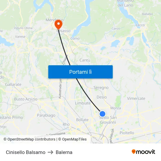 Cinisello Balsamo to Balerna map