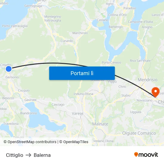 Cittiglio to Balerna map