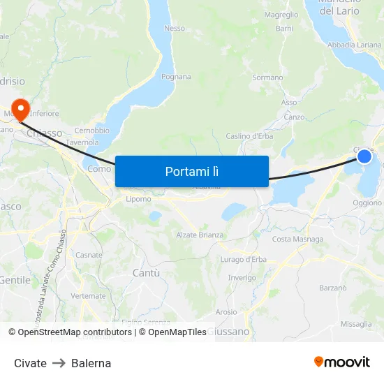Civate to Balerna map
