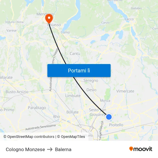 Cologno Monzese to Balerna map