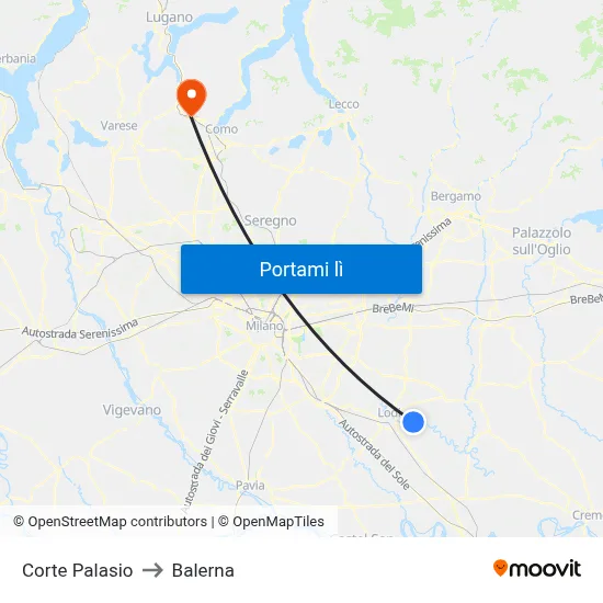 Corte Palasio to Balerna map