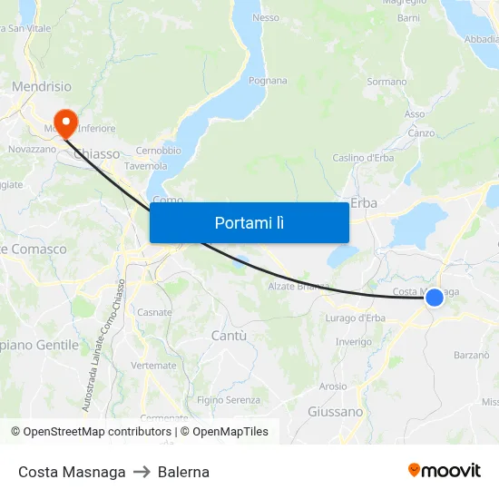 Costa Masnaga to Balerna map