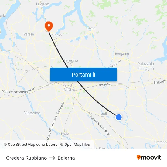 Credera Rubbiano to Balerna map