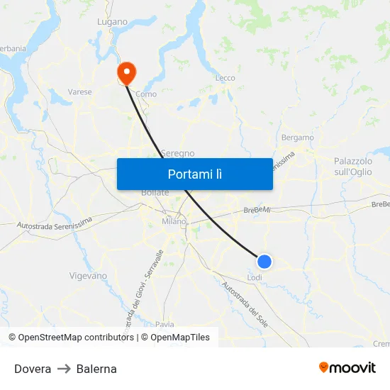 Dovera to Balerna map