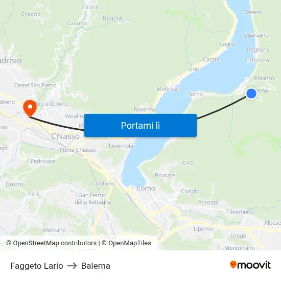 Faggeto Lario to Balerna map