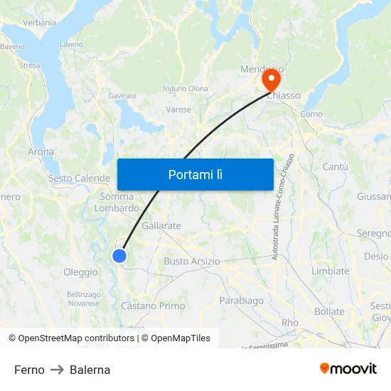 Ferno to Balerna map