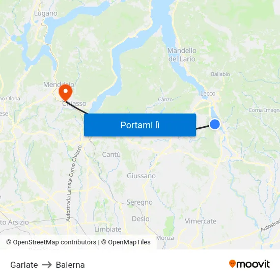 Garlate to Balerna map