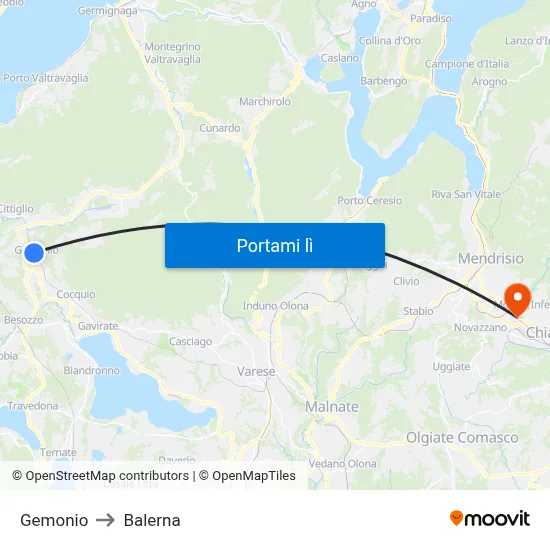 Gemonio to Balerna map