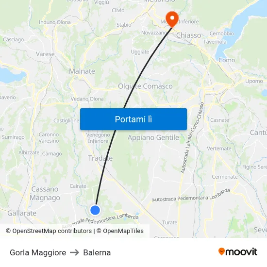 Gorla Maggiore to Balerna map