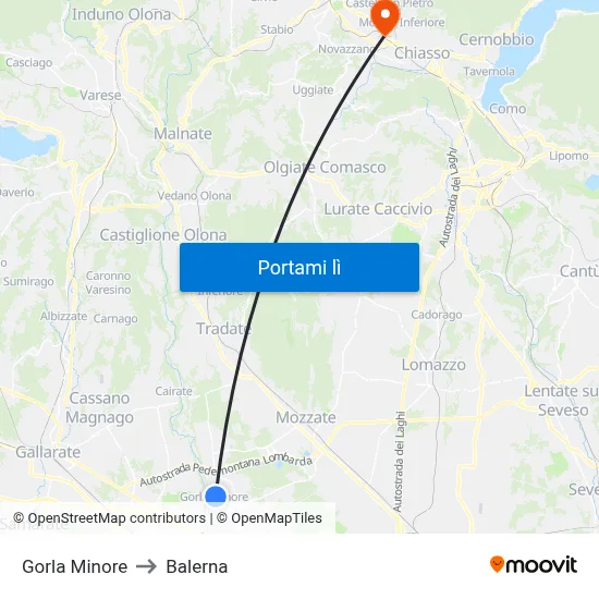 Gorla Minore to Balerna map