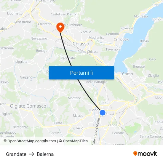 Grandate to Balerna map