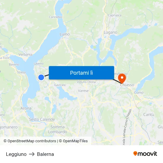 Leggiuno to Balerna map