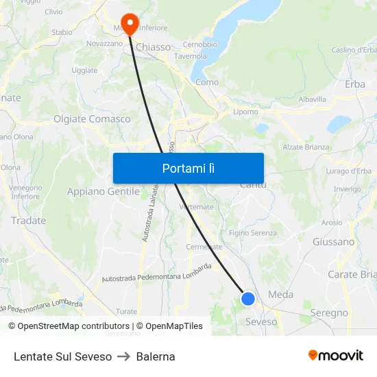 Lentate Sul Seveso to Balerna map