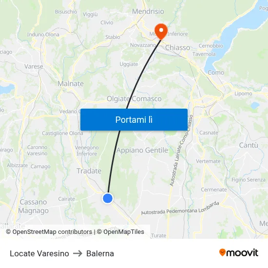 Locate Varesino to Balerna map