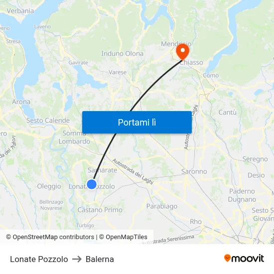 Lonate Pozzolo to Balerna map