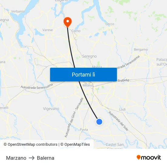 Marzano to Balerna map