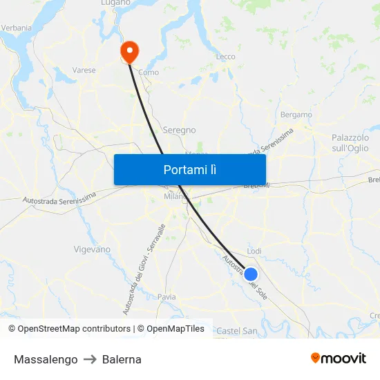 Massalengo to Balerna map