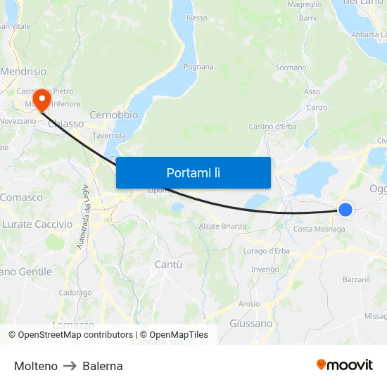Molteno to Balerna map