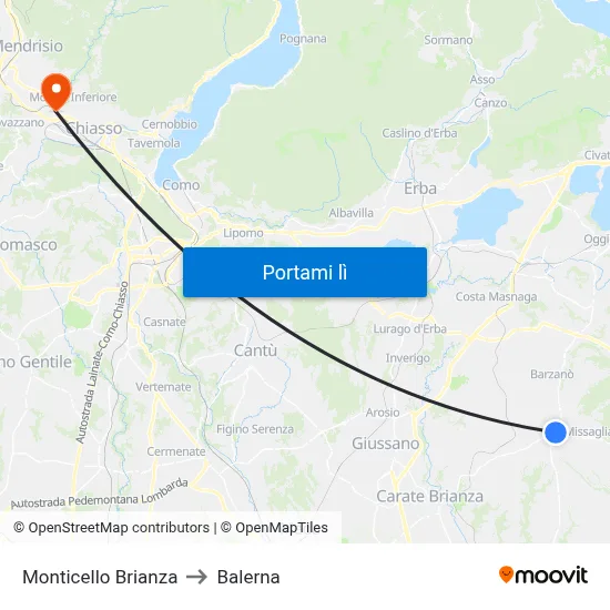 Monticello Brianza to Balerna map