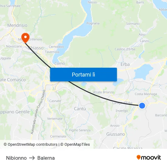 Nibionno to Balerna map