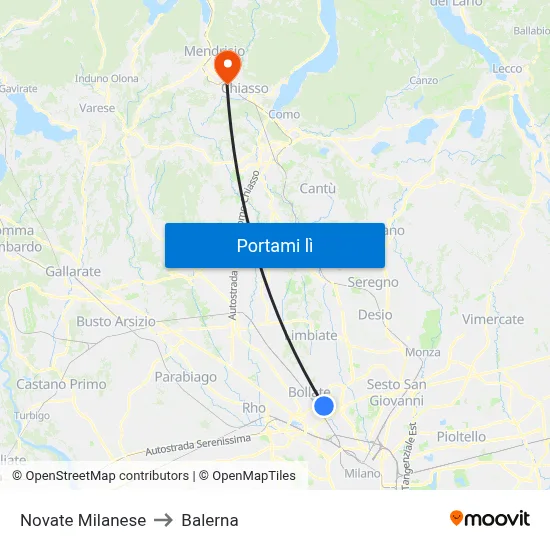 Novate Milanese to Balerna map