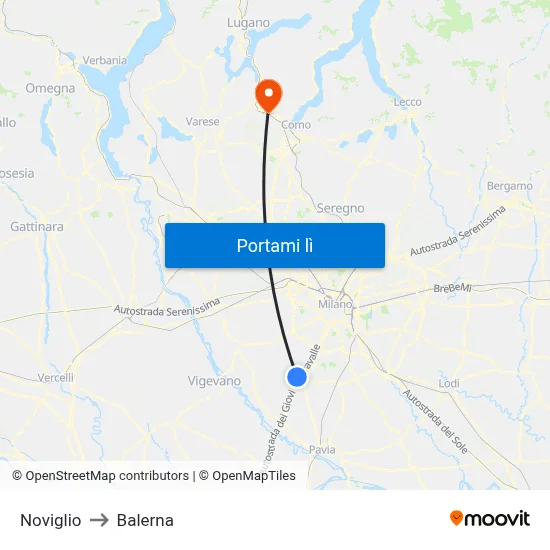 Noviglio to Balerna map