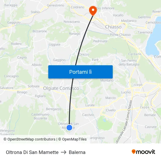 Oltrona Di San Mamette to Balerna map