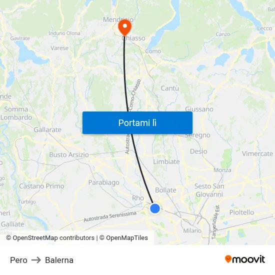 Pero to Balerna map