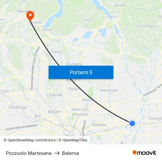 Pozzuolo Martesana to Balerna map