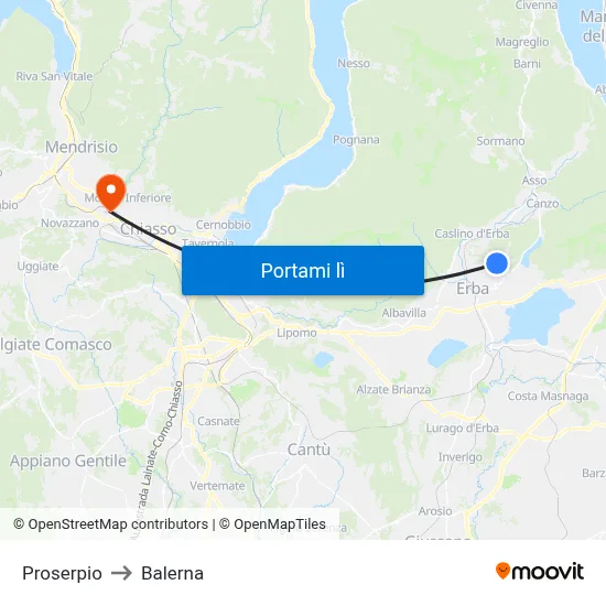 Proserpio to Balerna map