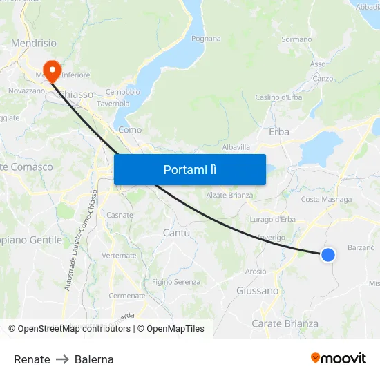 Renate to Balerna map