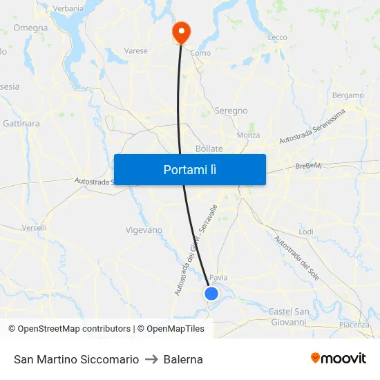 San Martino Siccomario to Balerna map