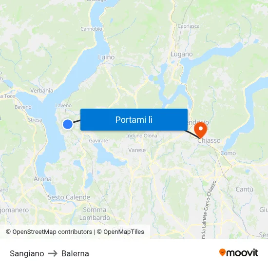 Sangiano to Balerna map