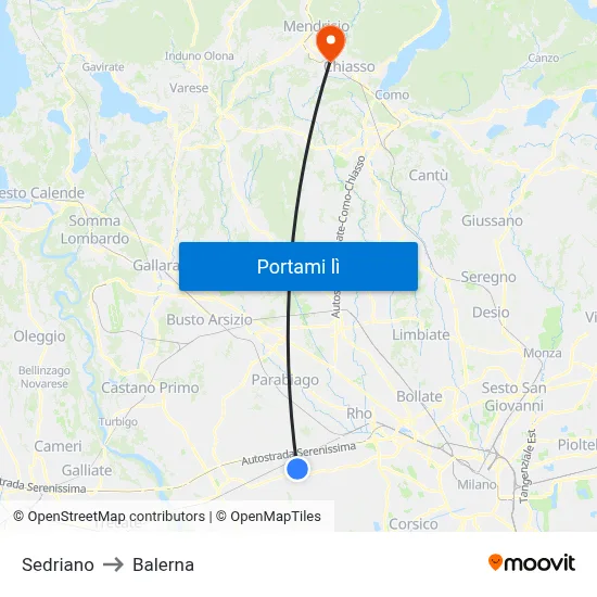 Sedriano to Balerna map
