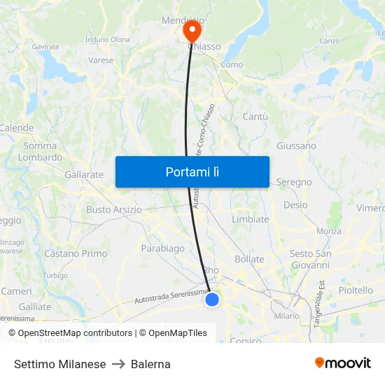 Settimo Milanese to Balerna map