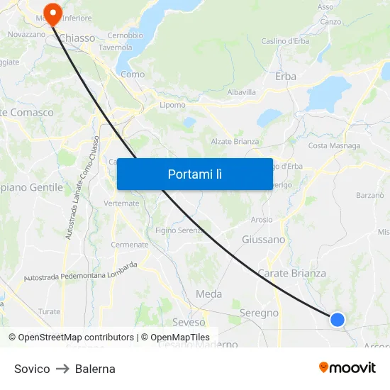 Sovico to Balerna map