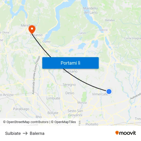 Sulbiate to Balerna map