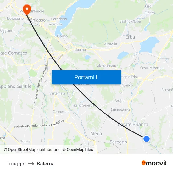 Triuggio to Balerna map