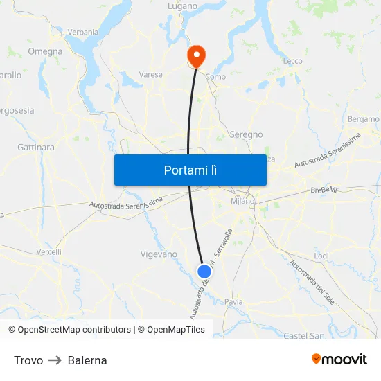 Trovo to Balerna map