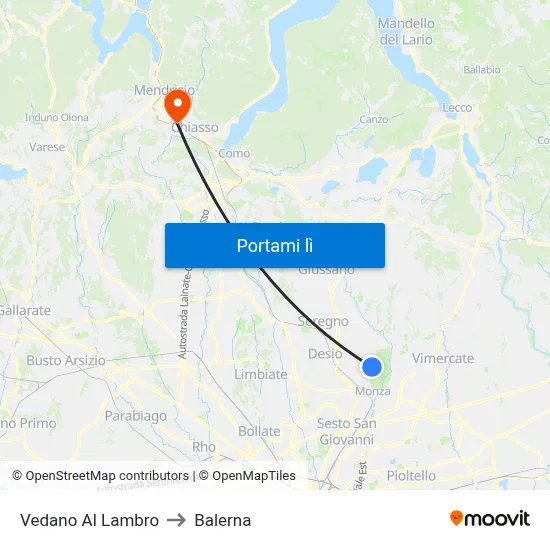 Vedano Al Lambro to Balerna map