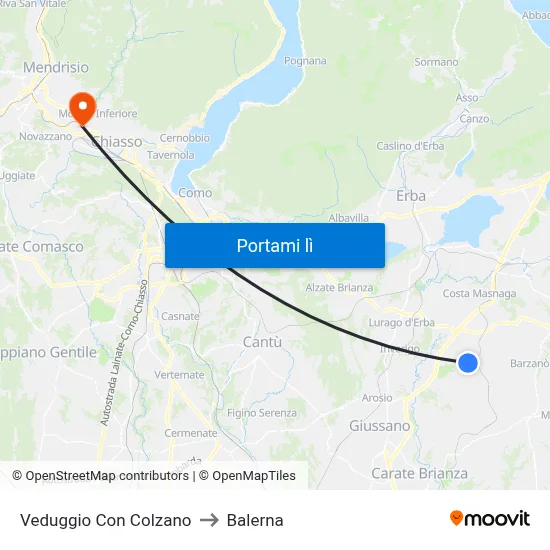 Veduggio Con Colzano to Balerna map