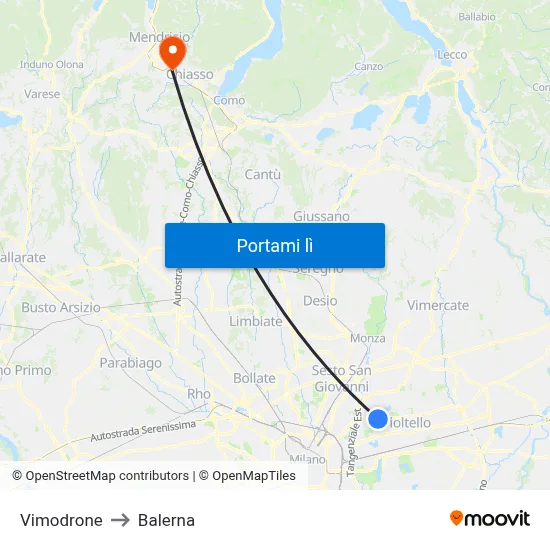Vimodrone to Balerna map